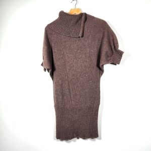 Women's Brown Logix Zippered Short Sleeve Long Sweater